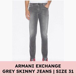 Armani Exchange Grey Skinny Jeans Premium Stretch Denim Size 31 Modern Casual